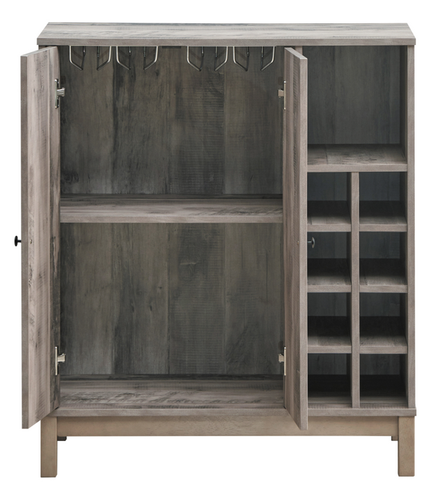 2-Door Wine Cabinet With Stemware Rack Weathered Acacia