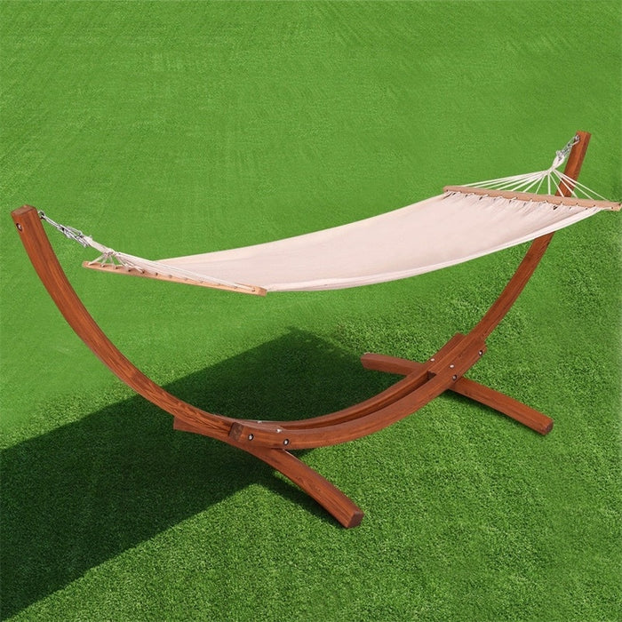 123" x 46" x 48" Outdoor Furniture Camping Wooden Curved Arc Hammock Swing