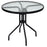 32''Outdoor Patio Round Table Tempered Glass Top W/Umbrella Hole Steel Frame NEW