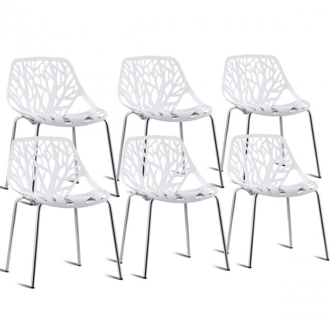 Accent Armless Plastic Dining Side Chairs Set of 6